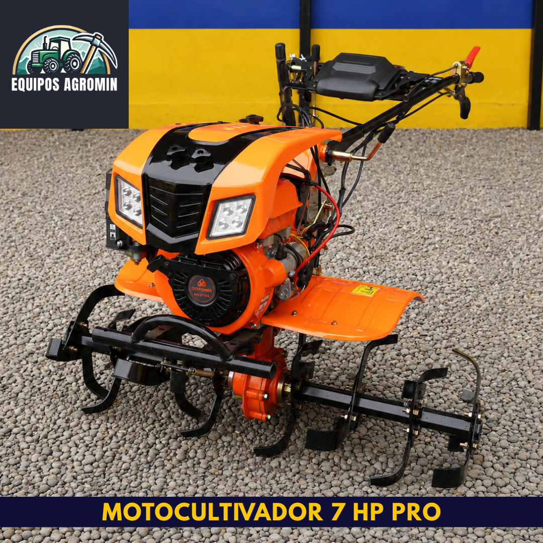 Motocultivador Bencinero 7 HP Pro (Eléctrico + Kit Accesorios)