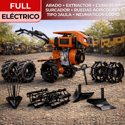 MOTOCULTIVADOR 14 HP FULL (Eléctrico + Kit Completo)