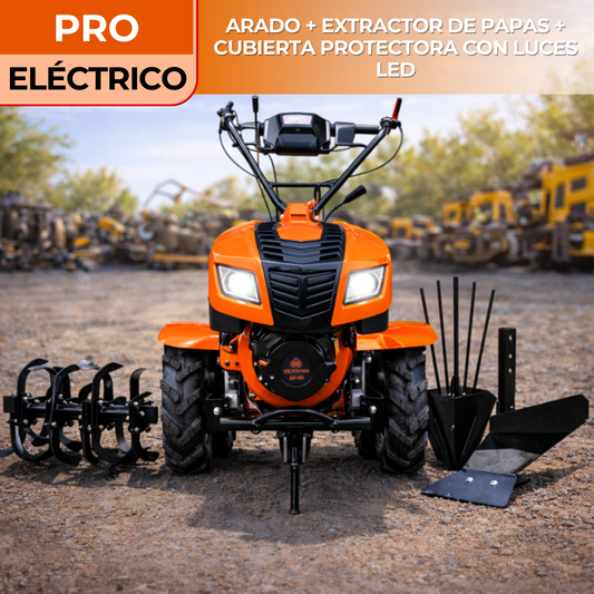 MOTOCULTIVADOR BENCINERO 7 HP PRO (Eléctrico + Kit Accesorios)